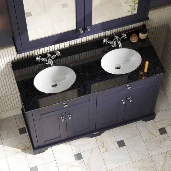 Old London 1200mm 4 Door Floor Standing Cabinet With Black Marble Basin