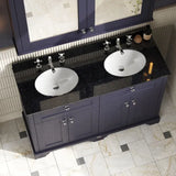 Old London 1200mm 4 Door Floor Standing Cabinet With 6 Tap Holes Twin Black Marble Basin