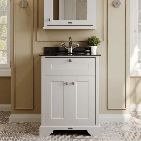 Old London 2 Door Floor Standing Cabinet With 1 Tap Hole Marble Basin