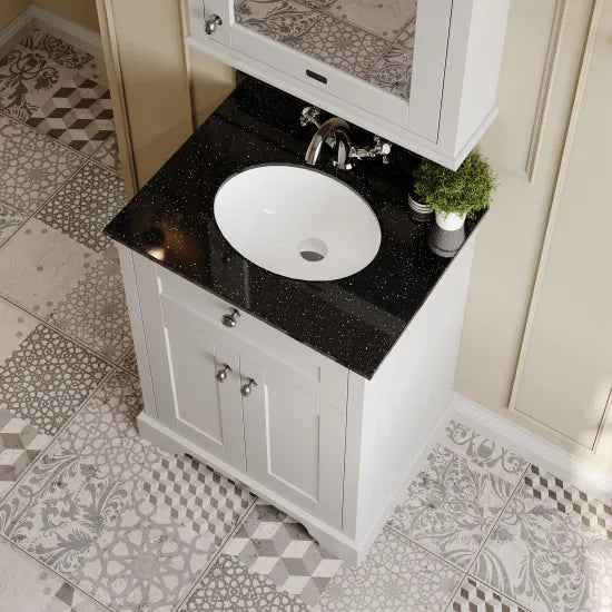 Old London 2 Door Floor Standing Cabinet With 1 Tap Hole Marble Basin
