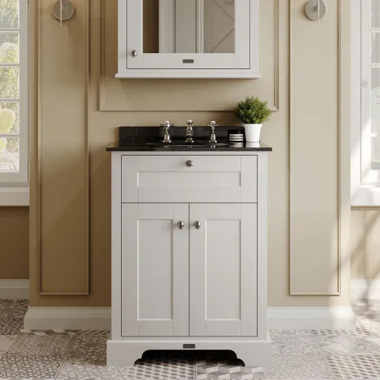Old London 2 Door Floor Standing Cabinet With 3 Tap Holes Marble Basin