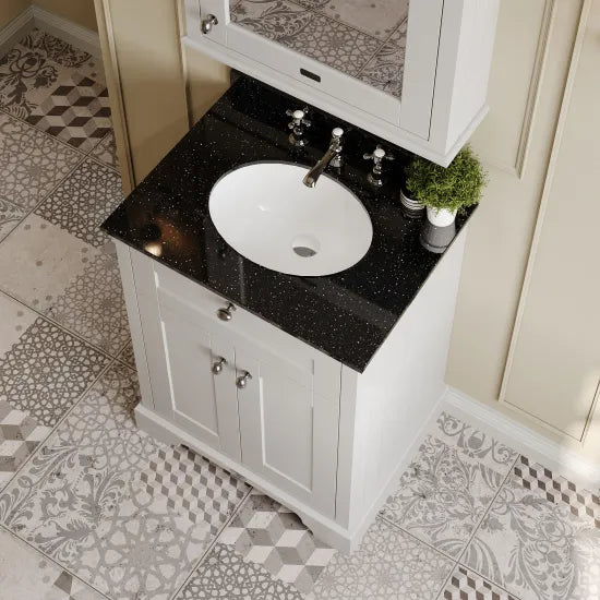 Old London 2 Door Floor Standing Cabinet With 3 Tap Holes Marble Basin