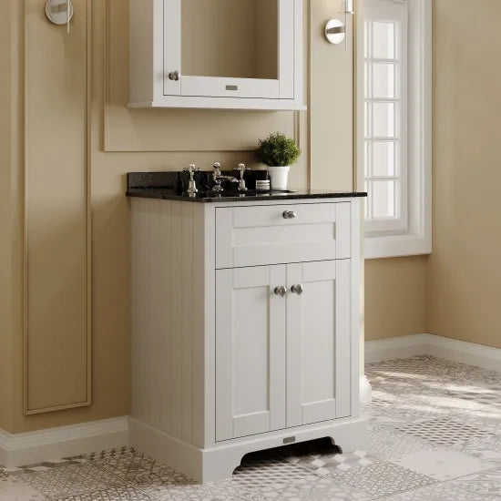 Old London 2 Door Floor Standing Cabinet With 3 Tap Holes Marble Basin