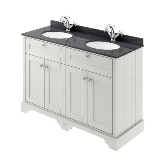 Old London 1200mm 4 Door Floor Standing Cabinet With Black Marble Basin
