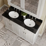Old London 1200mm 4 Door Floor Standing Cabinet With 6 Tap Holes Twin Black Marble Basin