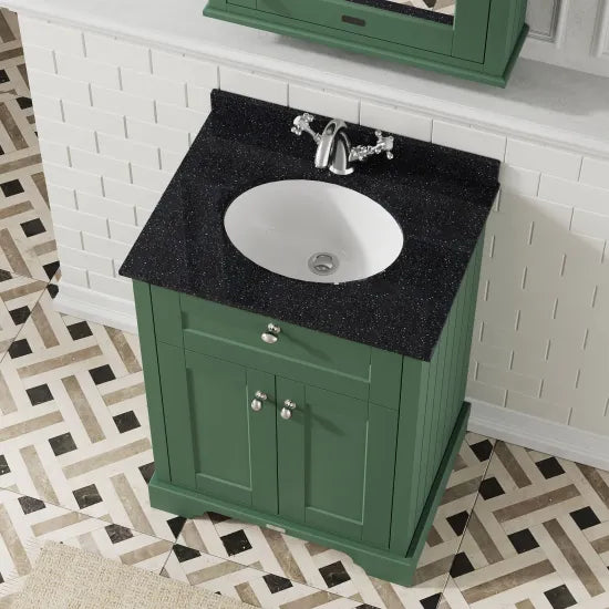Old London 2 Door Floor Standing Cabinet With 1 Tap Hole Marble Basin