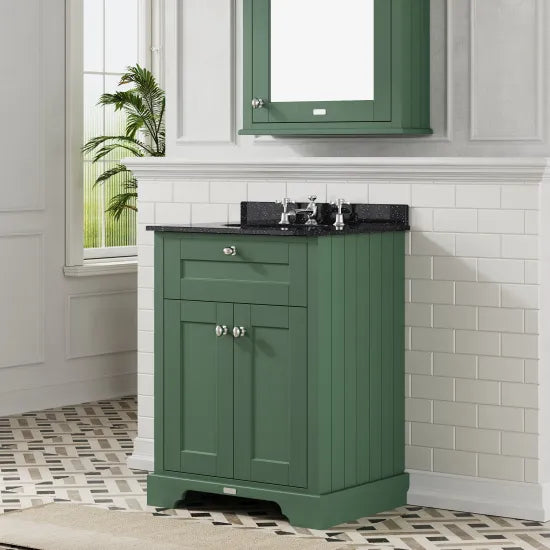 Old London 2 Door Floor Standing Cabinet With 3 Tap Holes Marble Basin