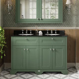 Old London 1200mm 4 Door Floor Standing Cabinet With 6 Tap Holes Twin Black Marble Basin
