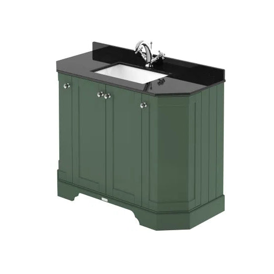 Old London 1000mm 4 Door Floor Standing Angled Vanity Unit With 1 Tap Hole Marble Basin