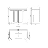 Old London 1000mm 4 Door Floor Standing Angled Vanity Unit With 1 Tap Hole Marble Basin
