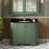 Old London 1000mm 4 Door Floor Standing Angled Vanity Unit With 1 Tap Hole Marble Basin