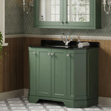 Old London 1000mm 4 Door Floor Standing Angled Vanity Unit With 1 Tap Hole Marble Basin