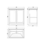 nuie lux Larck 800mm Autumn Oak 2 Door Floor Standing Vanity Unit With 1 Tap Hole Fireclay Basin With Ceramic Basin