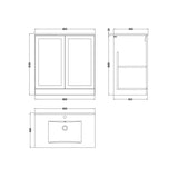 nuie lux Larck 800mm Autumn Oak 2 Door Floor Standing Vanity Unit With 1 Tap Hole Basin With Worktop