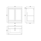 nuie lux Larck 800mm Autumn Oak 2 Door Floor Standing Vanity Unit With 1 Tap Hole Basin