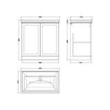 nuie lux Larck 800mm Autumn Oak 2 Door Floor Standing Vanity Unit With Fireclay Basin