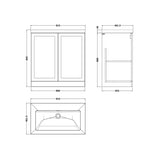 nuie lux Larck 800mm Autumn Oak 2 Door Floor Standing Vanity Unit With Fireclay Square Basin