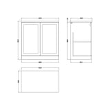 nuie lux Larck 800mm Autumn Oak 2 Door Floor Standing Vanity Unit With Black Pietra Marble Laminate Worktop