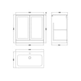 nuie lux Larck Autumn Oak 800mm Floor Standing 2-Door Unit & Stone Basin 1TH