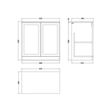 nuie lux Larck 800mm Autumn Oak 2 Door Floor Standing Vanity Unit With White Marble Worktop