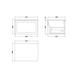 nuie lux Larck 600mm Autumn Oak 1 Drawer Wall Hung Vanity Unit With Slate Grey Worktop