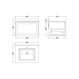 nuie lux Larck Autumn Oak 1 Drawer Wall Hung Vanity Unit With 1 Tap Hole Marble Worktop