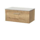nuie lux Larck Autumn Oak 1 Drawer Wall Hung Vanity Unit With Slate Grey Worktop