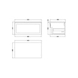 nuie lux Larck 800mm Autumn Oak 1 Drawer Wall Hung Vanity Unit With White Matt Nebula Worktop