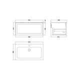 nuie lux Larck Autumn Oak 800mm Wall Hung 1-Drawer Unit & Stone Basin 1TH