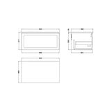 nuie lux Larck 800mm Autumn Oak 1 Drawer Wall Hung Vanity Unit With White Marble Worktop