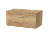 nuie lux Larck Autumn Oak 1 Drawer Wall Hung Vanity Unit With Co-ordinating Worktop
