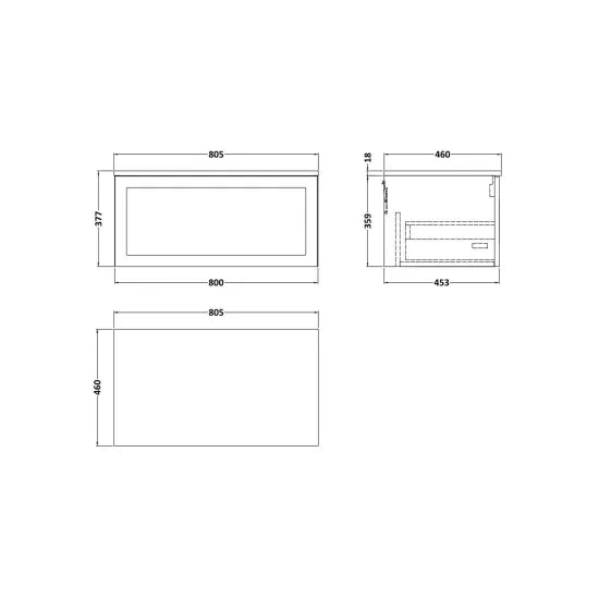 nuie lux Larck Autumn Oak 1 Drawer Wall Hung Vanity Unit With Co-ordinating Worktop