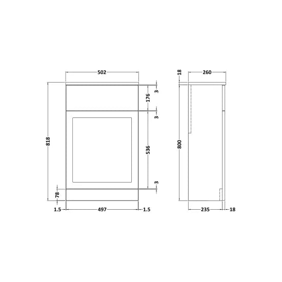 Nuie Lux Larck 500mm Autumn Oak Floor Standing WC Unit