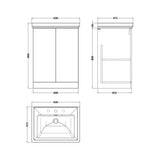 nuie lux Kivo 600mm Autumn Oak 2 Door Floor Standing Vanity Unit With 3 Tap Holes Fireclay Basin