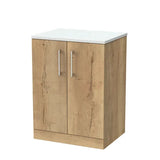 nuie lux Kivo 600mm Autumn Oak 2 Door Floor Standing Vanity Unit With White Matt Nebula Worktop
