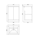 nuie lux Kivo 600mm Autumn Oak 2 Door Floor Standing Vanity Unit With 1 Tap Hole Fireclay Square Basin
