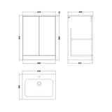 nuie lux Kivo Autumn Oak Floor Standing 2-Door Unit & Stone Basin 1TH