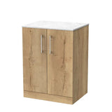 nuie lux Kivo 600mm Autumn Oak 2 Door Floor Standing Vanity Unit With Marble Worktop