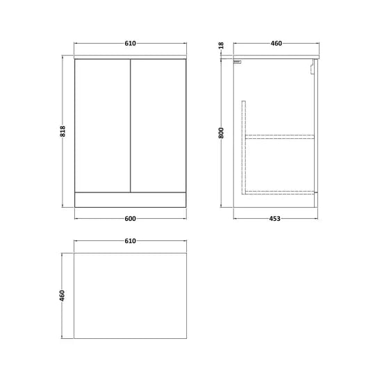 nuie lux Kivo 600mm Autumn Oak 2 Door Floor Standing Vanity Unit With Marble Worktop