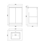 nuie lux Kivo 600mm Autumn Oak 2 Door Floor Standing Vanity Unit With 1 Tap Hole Marble Worktop