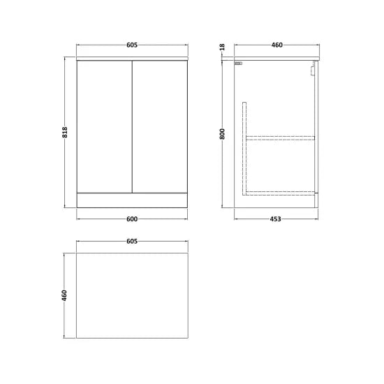 nuie lux Kivo Autumn Oak 2 Door Floor Standing Vanity Unit With Co-ordinating Worktop