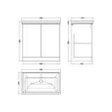 nuie lux Kivo 800mm Autumn Oak 2 Door Floor Standing Vanity Unit With 1 Tap Hole Fireclay Basin With Ceramic Basin