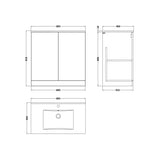 nuie lux Kivo 800mm Autumn Oak 2 Door Floor Standing Vanity Unit With 1 Tap Hole Basin With Worktop