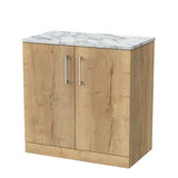nuie lux Kivo 800mm Autumn Oak 2 Door Floor Standing Vanity Unit With Carrara Laminate Worktop