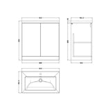 nuie lux Kivo 800mm Autumn Oak 2 Door Floor Standing Vanity Unit With 1 Tap Hole Fireclay Basin