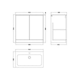 nuie lux Kivo Autumn Oak Floor Standing 2-Door Unit & Stone Basin 1TH