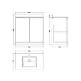 nuie lux Kivo Autumn Oak 2 Door Floor Standing Vanity Unit With 1 Tap Hole Marble Worktop