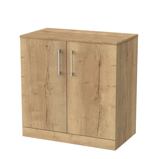nuie lux Kivo 800mm Autumn Oak 2 Door Floor Standing Vanity Unit With Co-ordinating Worktop