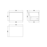 nuie lux Kivo 600mm Autumn Oak 1 Drawer Wall Hung Vanity Unit With Cracked Marble Plaster Laminate Worktop