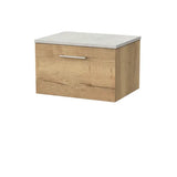 nuie lux Kivo Autumn Oak 1 Drawer Wall Hung Vanity Unit With Slate Grey Worktop